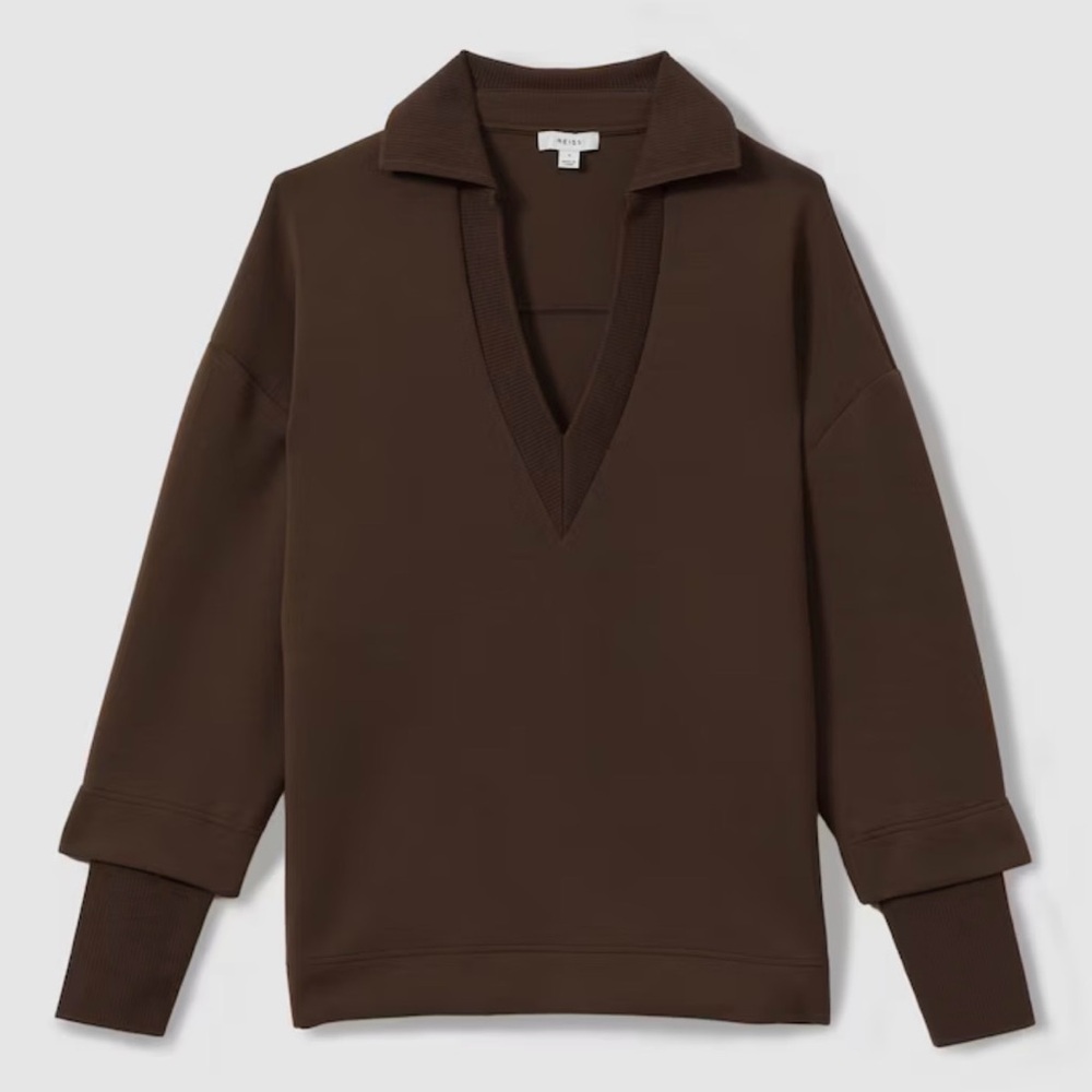 NWT Reiss Bernie Sweatshirt in Chocolate | Retail $230 - Picture 2 of 10